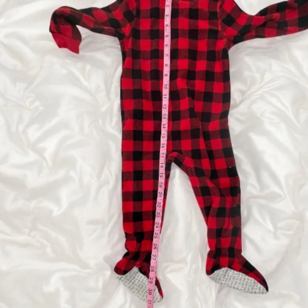 Carter's Red and Black Checkered Moose Fleece Pajamas
